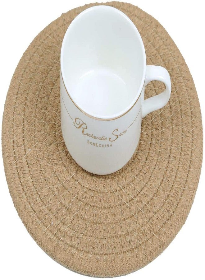 pepme Set of 4 Braided Jute Placemats, 20 cm Round, Best for Bed-Side Table/Center Table, Dining Table/Shelves (Natural Beige) - Image 3